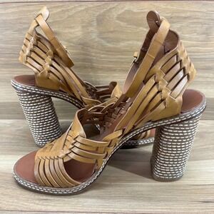 Tory Burch Pecha Womens Size 9.5 M Brown Ankle Strap Buckle Huarache
